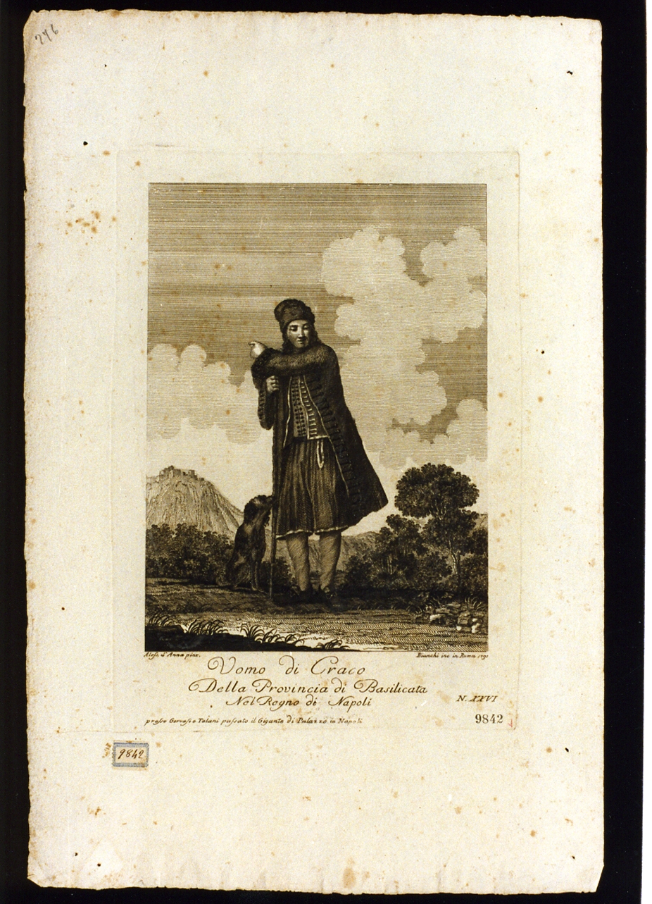 figura maschile di Craco in costume popolare (stampa) di Bianchi Secondo (sec. XVIII)