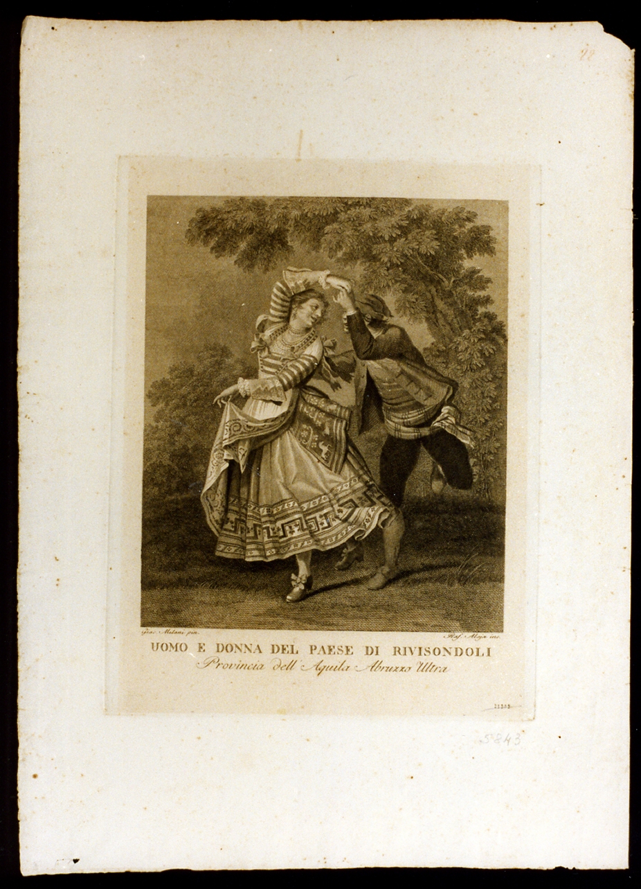 personaggi di Rivisondoli in costume popolare (stampa) - ambito napoletano (sec. XVIII)