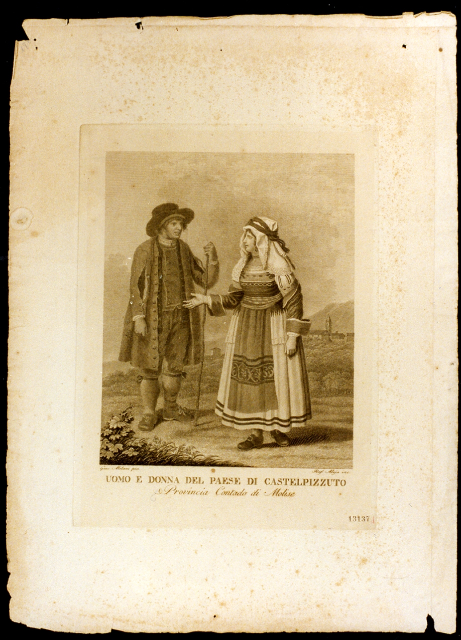 personaggi di Catelpizzuto in costume popolare (stampa) - ambito napoletano (sec. XVIII)