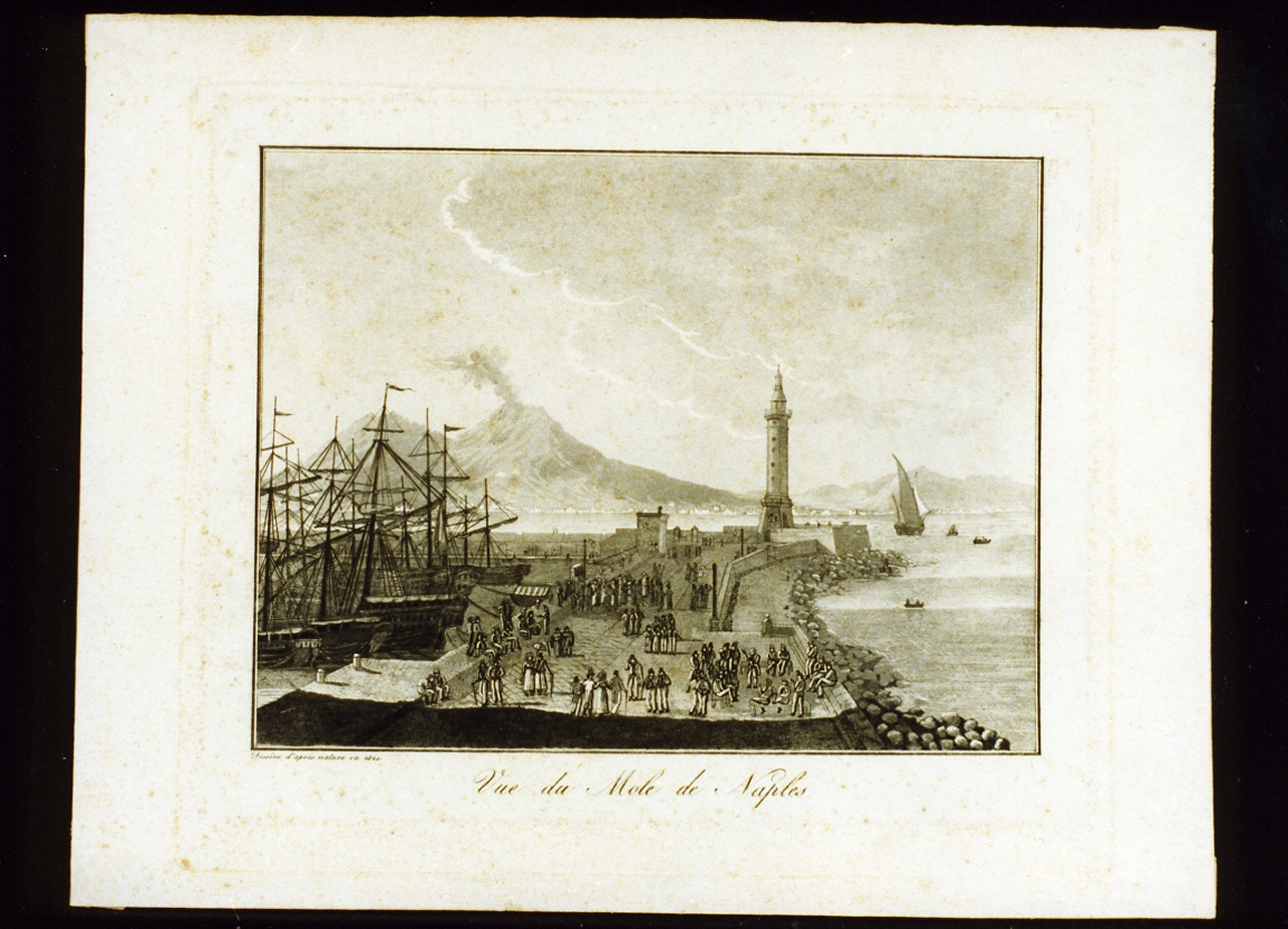 veduta del molo di Napoli (stampa) - ambito napoletano (sec. XIX)