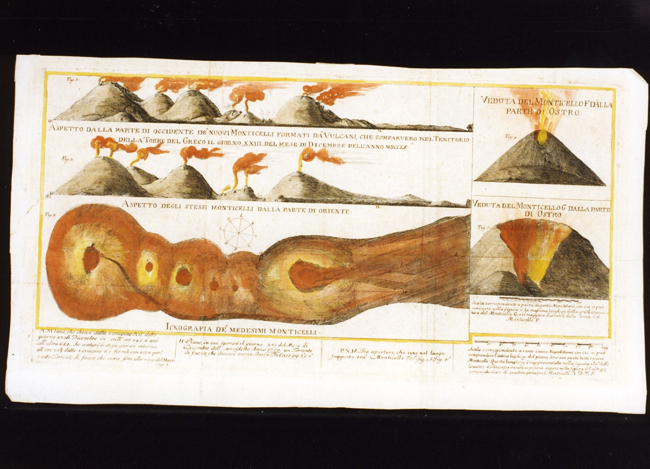 crateri comparsi nel territorio di Torre del Greco (stampa a colori) - ambito napoletano (sec. XVIII)