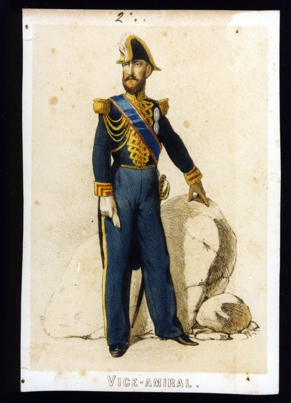 militare dell'esercito borbonico (stampa a colori) - ambito francese (sec. XIX)