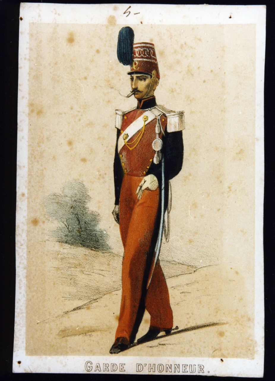 militare dell'esercito borbonico (stampa a colori) - ambito francese (sec. XIX)