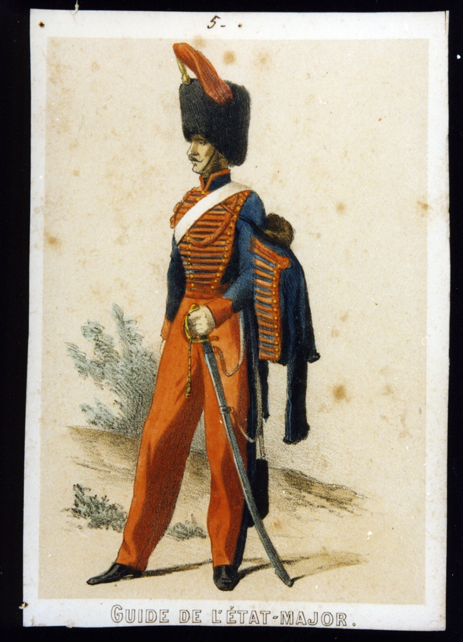 militare dell'esercito borbonico (stampa a colori) - ambito francese (sec. XIX)