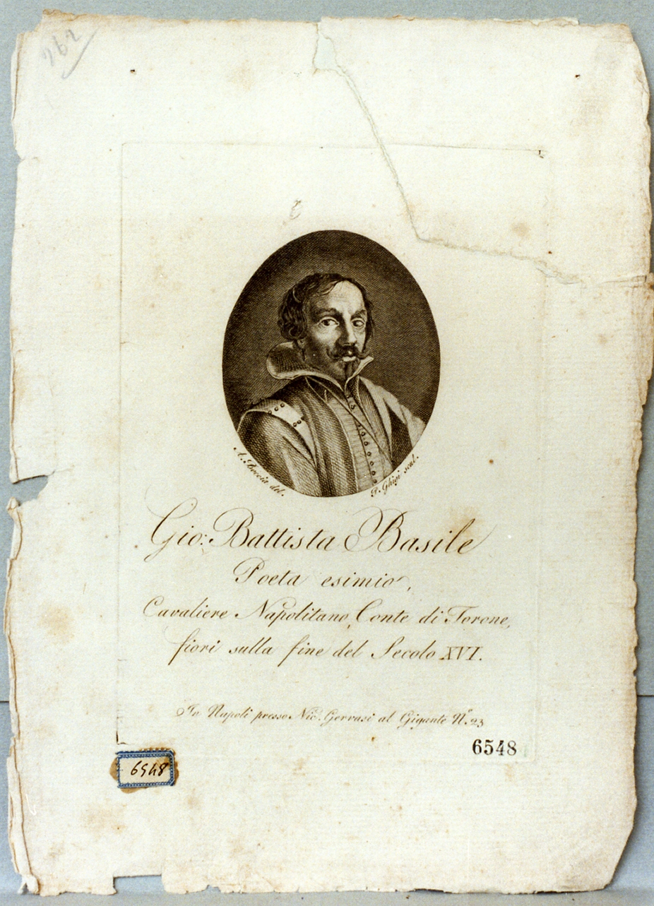 ritratto di Giovanni Battista Basile (stampa) di Ghigi Pietro (prima metà sec. XIX)