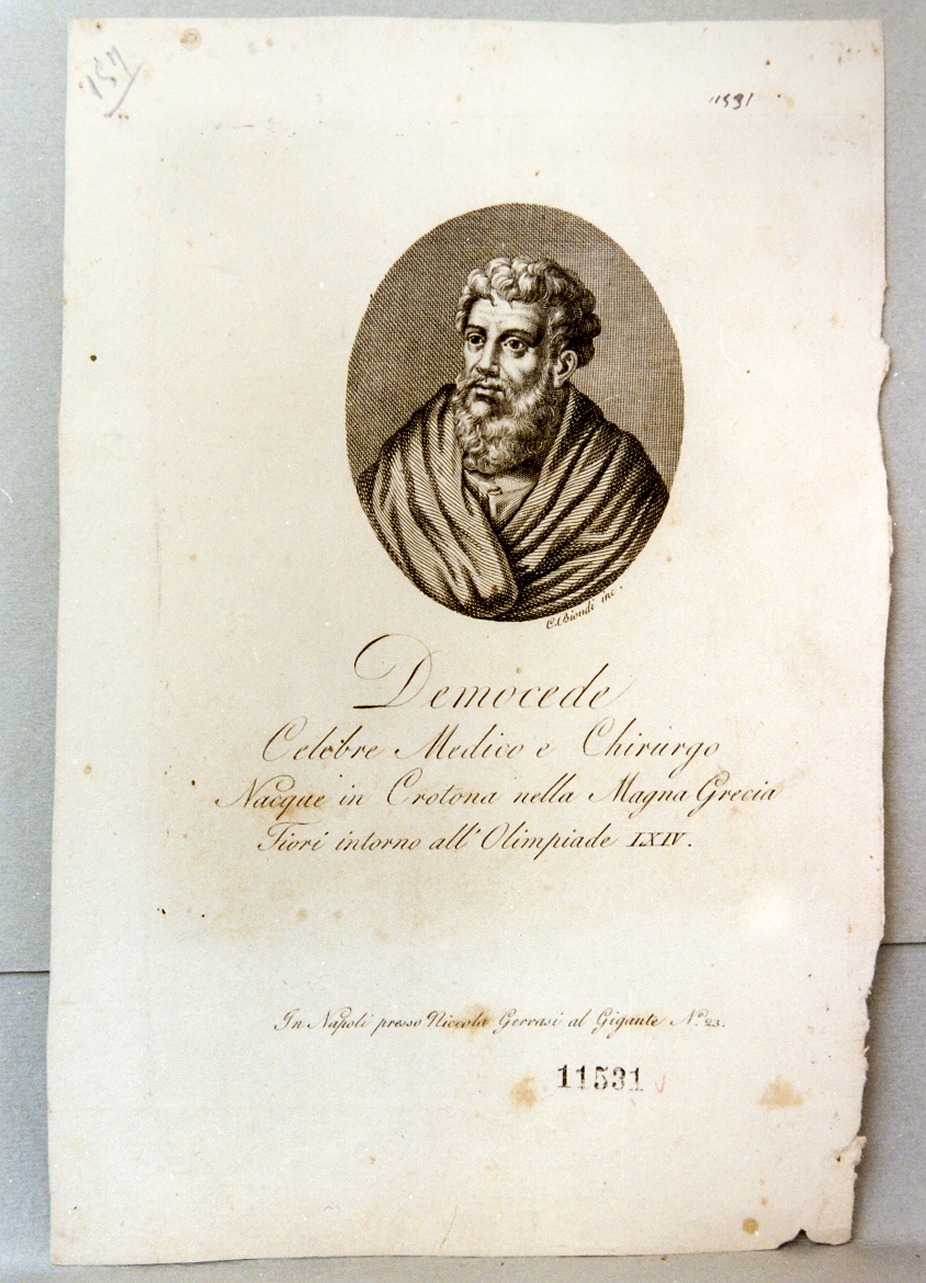 ritratto di Democede (stampa) di Biondi Carlo (prima metà sec. XIX)
