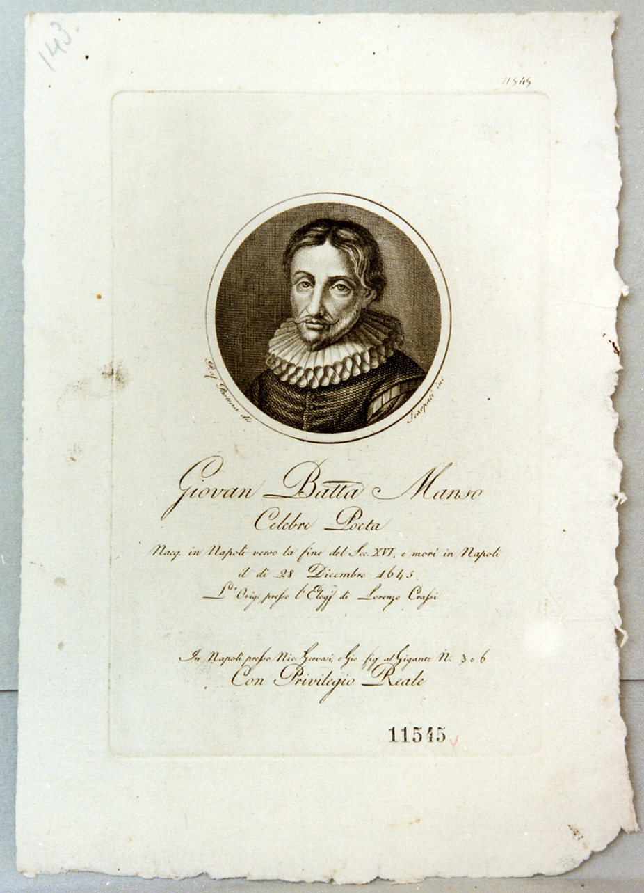 ritratto di Giovanna Battista Manso (stampa) - ambito napoletano (sec. XIX)