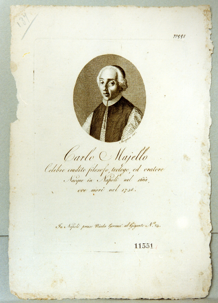ritratto di Carlo Majello (stampa) di Morghen Guglielmo (prima metà sec. XIX)