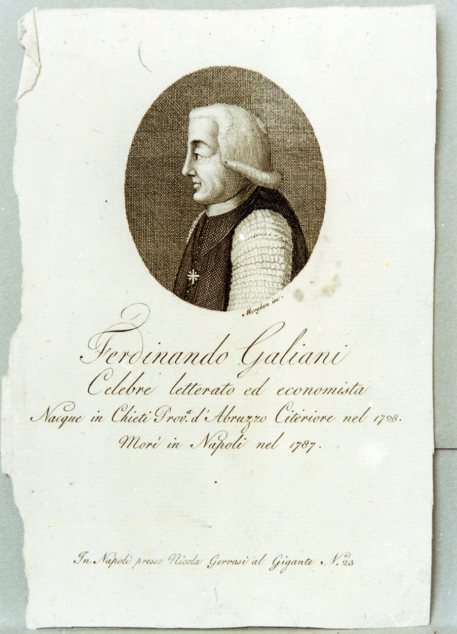 ritratto di Ferdinando Galiani (stampa) di Morghen Guglielmo (prima metà sec. XIX)