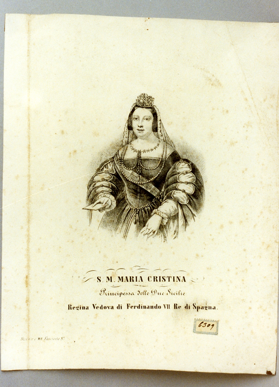ritratto di Maria Cristina di Borbone (stampa) - ambito napoletano (sec. XIX)