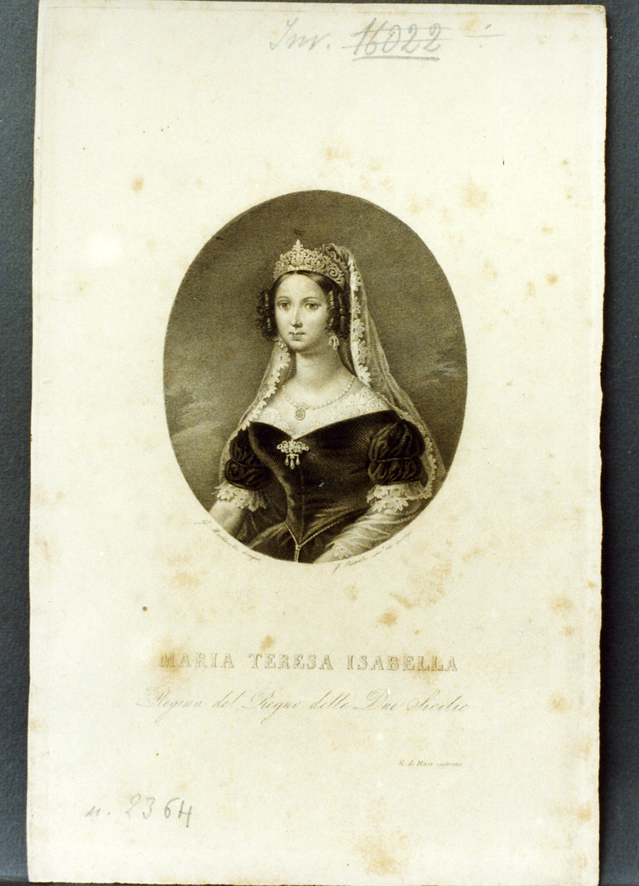 ritratto di Maria Teresa Isabella d'Austria (stampa) - ambito napoletano (sec. XIX)