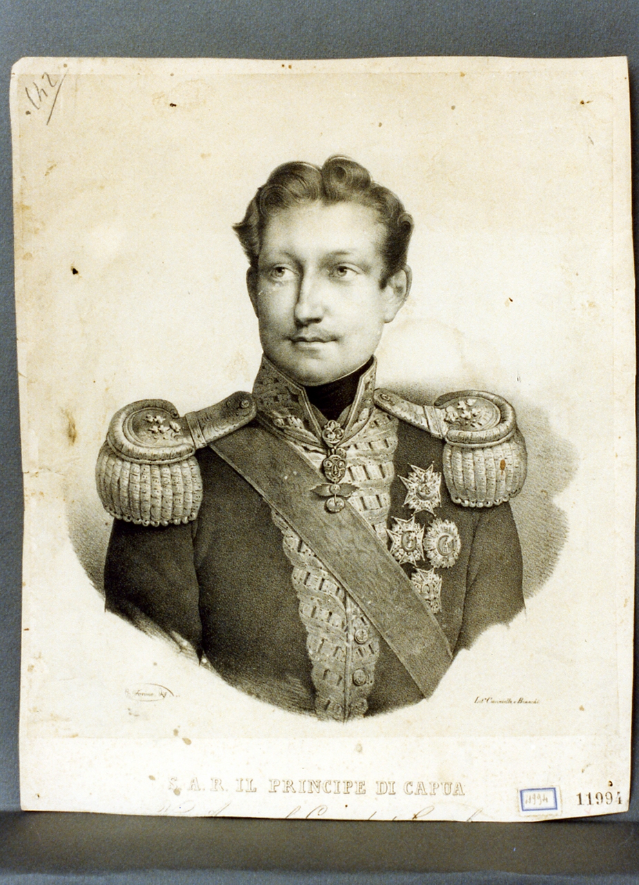ritratto del principe di Capua (stampa) di Forino Gioacchino (metà sec. XIX)