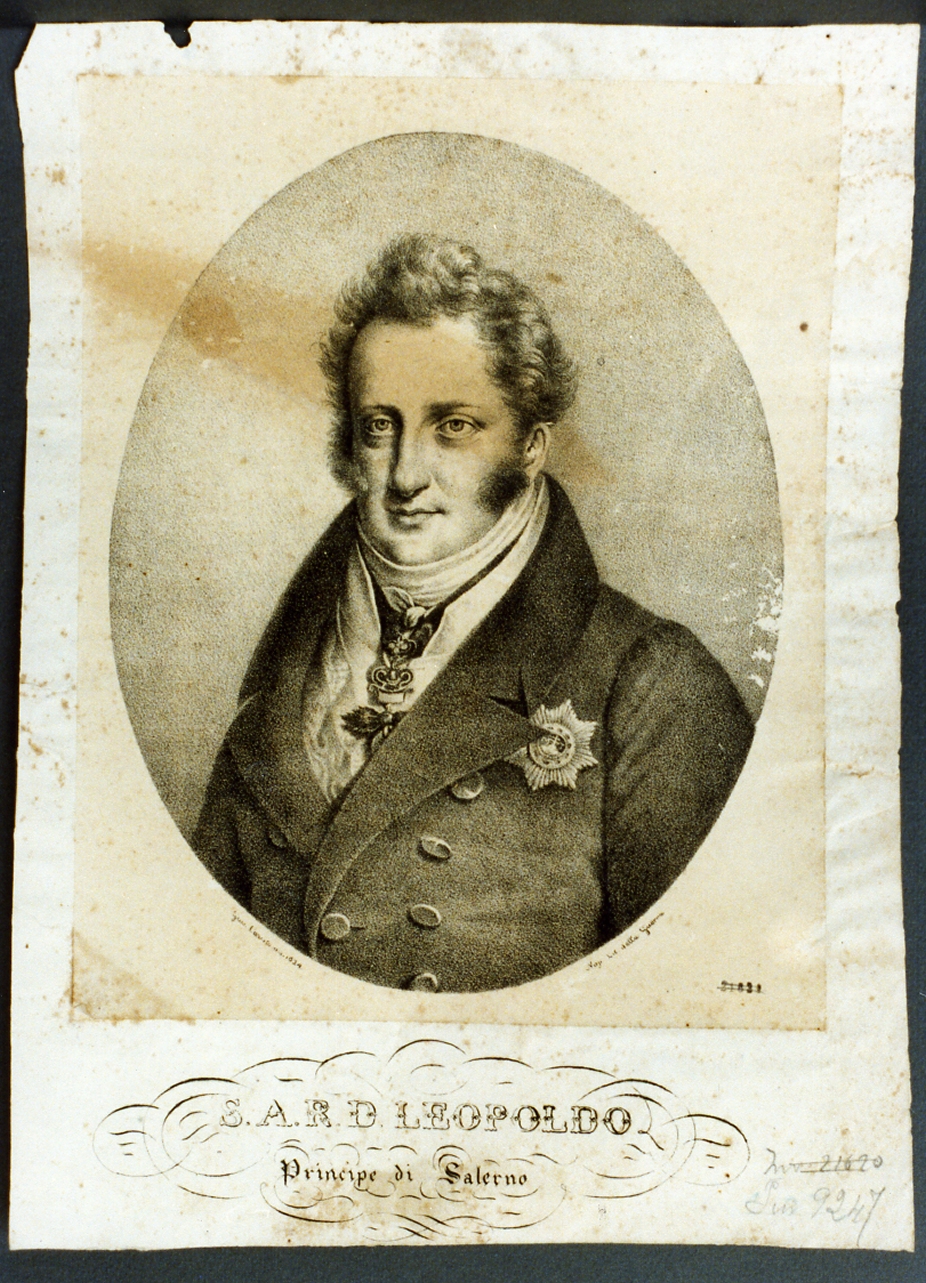 ritratto di Leopoldo principe di Salerno (stampa) di Caristo Giuseppe (sec. XIX)