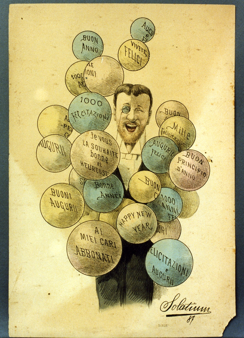 caricatura di Solatium (stampa a colori) di Buonsollazzi Mario detto Solatium (sec. XIX)