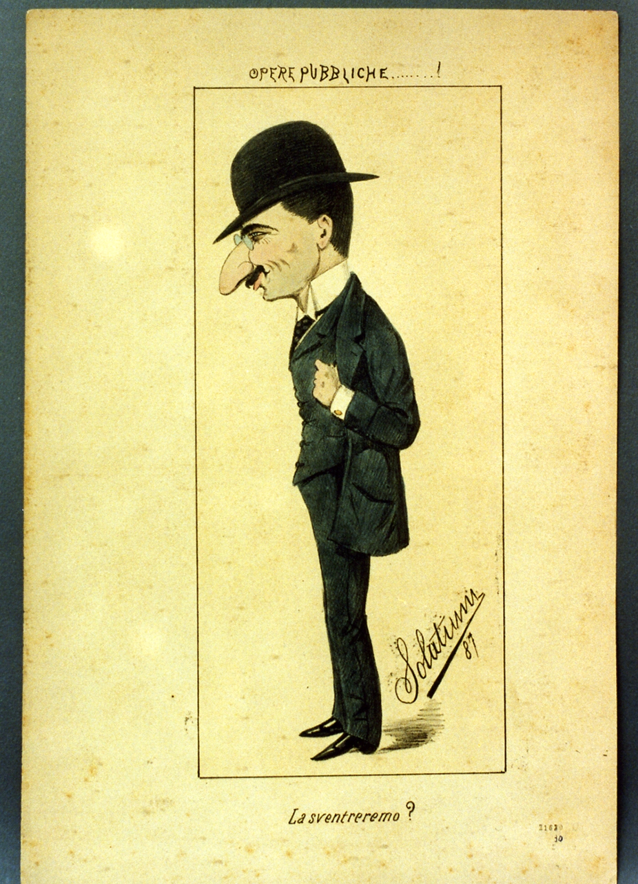 caricatura del professor Marghieri (stampa a colori) di Buonsollazzi Mario detto Solatium (sec. XIX)