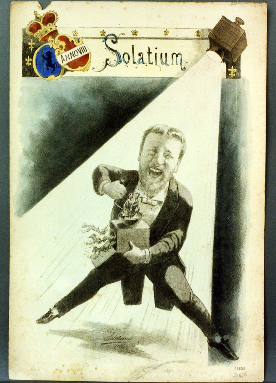 caricatura di Solatium (stampa a colori) di Buonsollazzi Mario detto Solatium (sec. XIX)