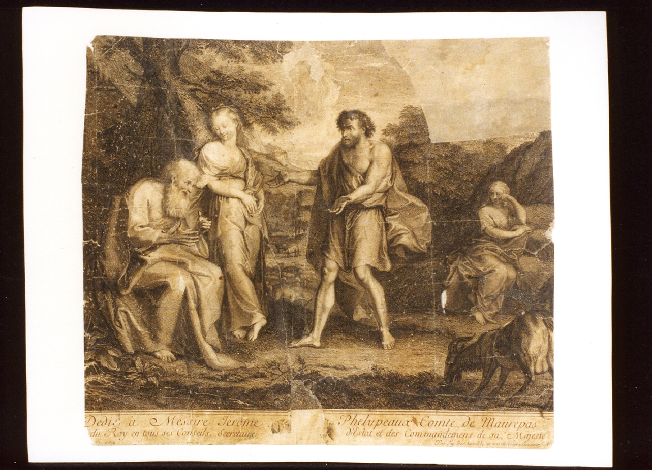 Giacobbe parla con Labano (stampa) - ambito francese (seconda metà sec. XVII)