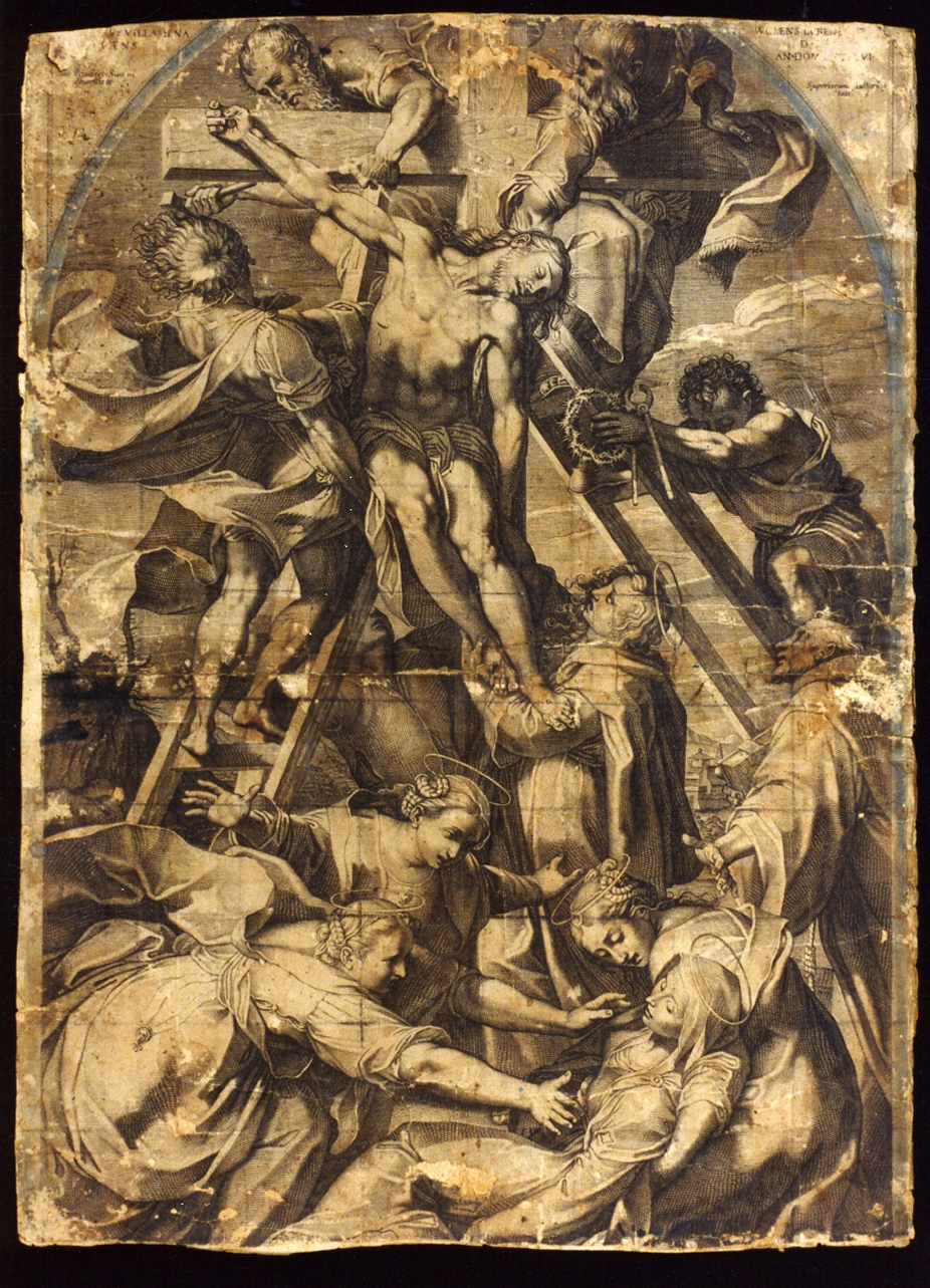 deposizione di Cristo dalla croce (stampa) di Villamena Francesco (secc. XVI/ XVII)
