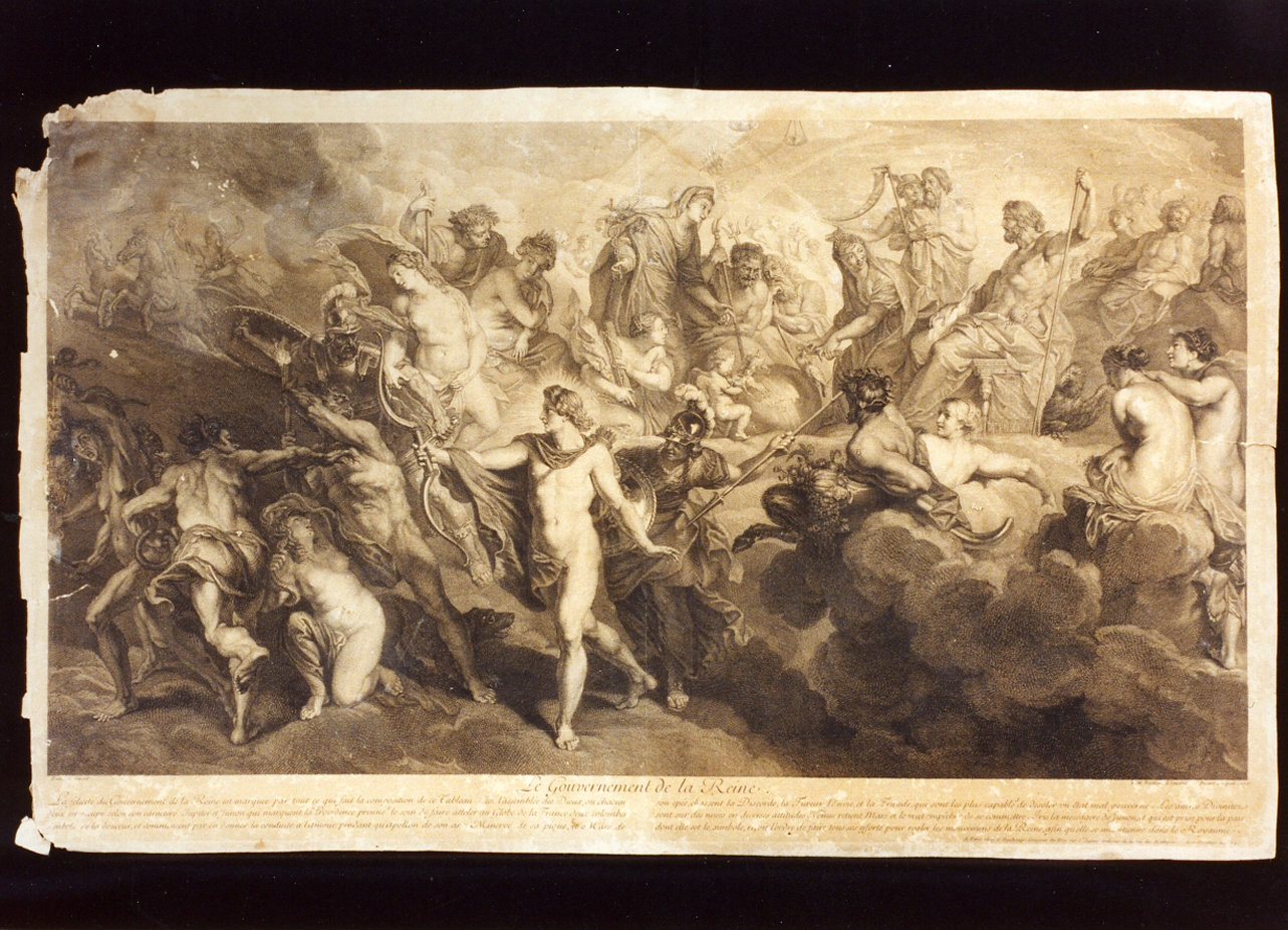 allegoria del buon governo della regina Maria dè Medici (stampa tagliata) di Picart Bernard (sec. XVIII)