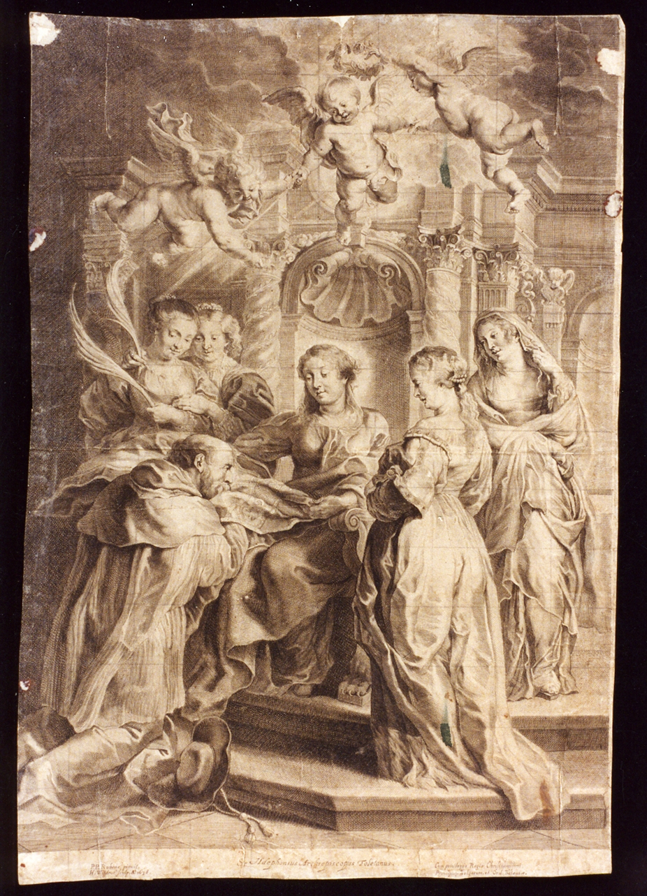 Sant'Ildefonso riceve la pianeta dalla Vergine Maria (stampa) di Witdoeck Jan (sec. XVII)