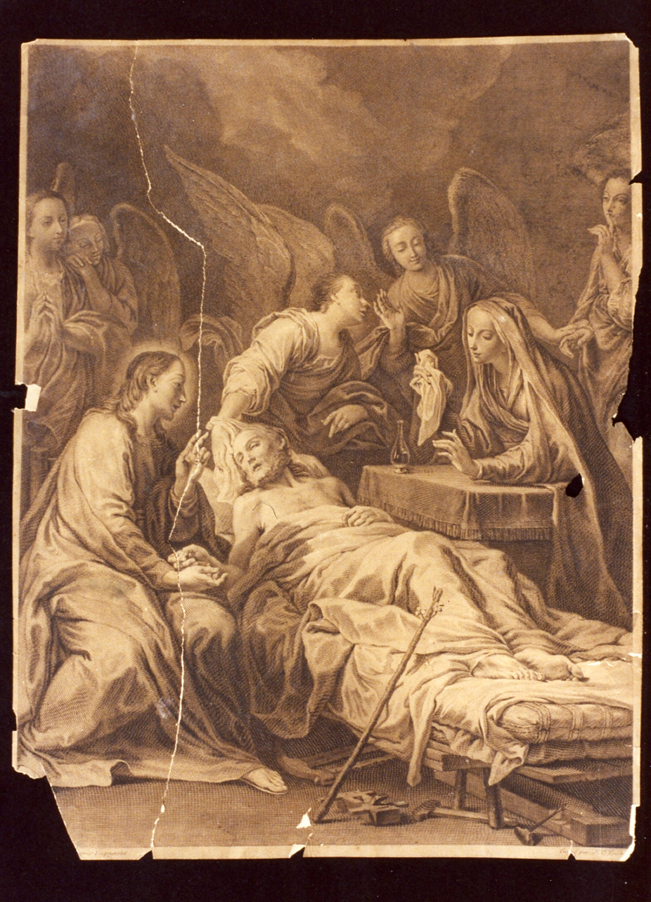 morte di San Giuseppe (stampa) di Teucher Johann Christoph (sec. XVIII)