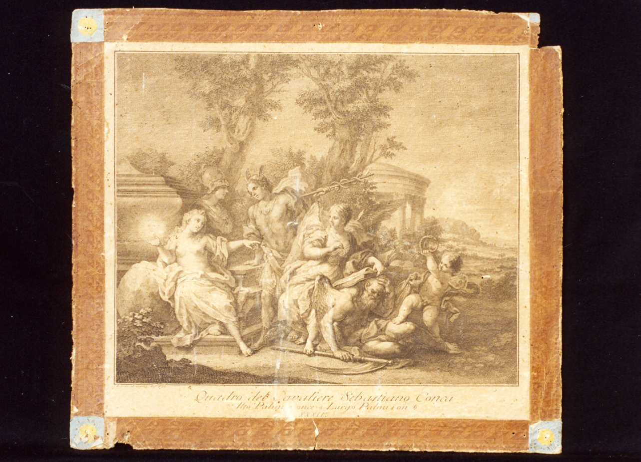 scena allegorica (stampa) di Lorenzi Lorenzo (terzo quarto sec. XVIII)