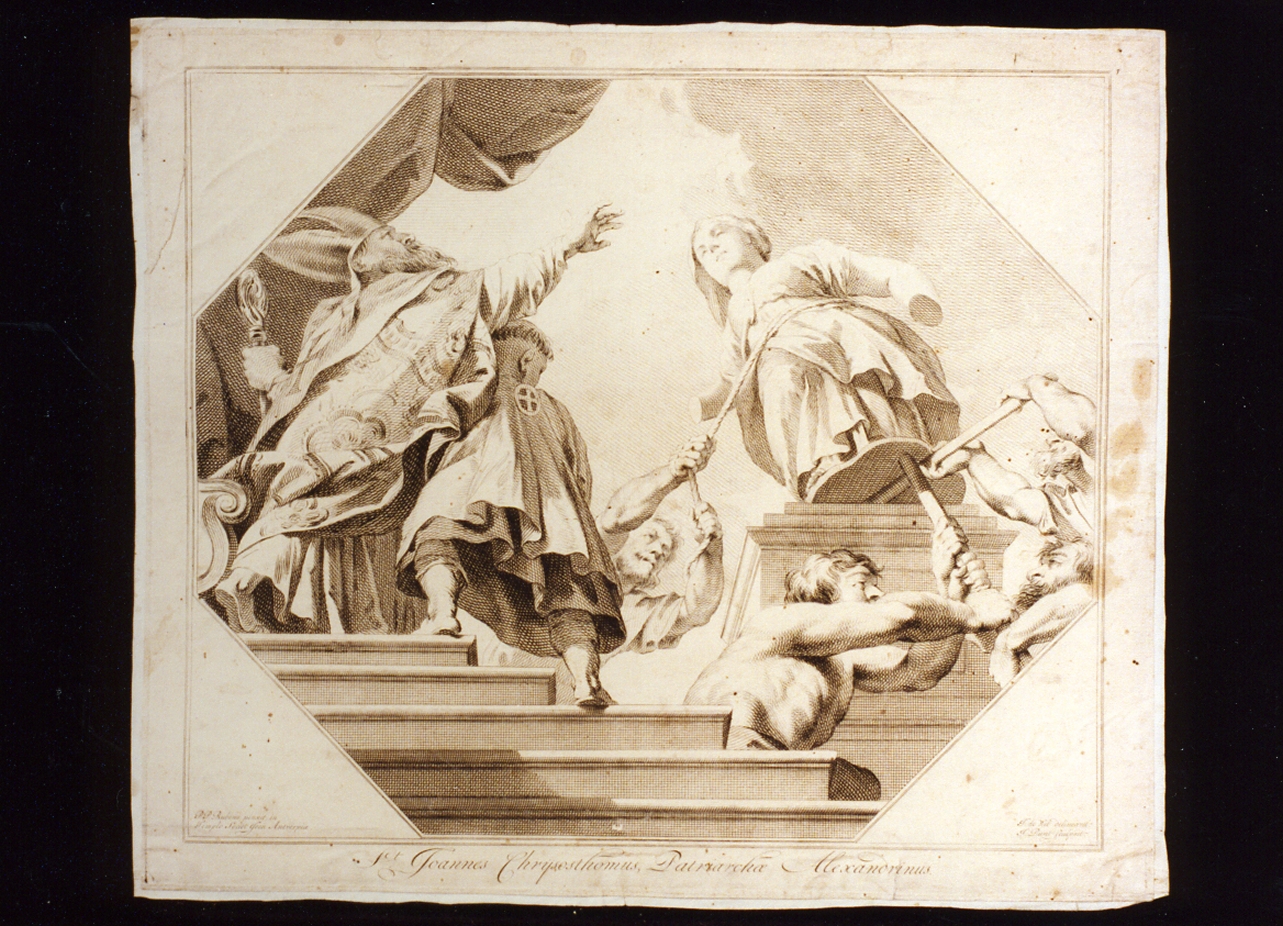 San Giovanni Crisostomo fa rompere gli idoli (stampa tagliata) di Punt Jan (primo quarto sec. XVIII)