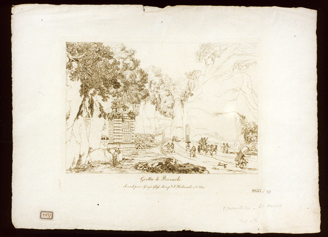 veduta della grotta di Pozzuoli (stampa) di Huber Wilhelm (primo quarto sec. XIX)