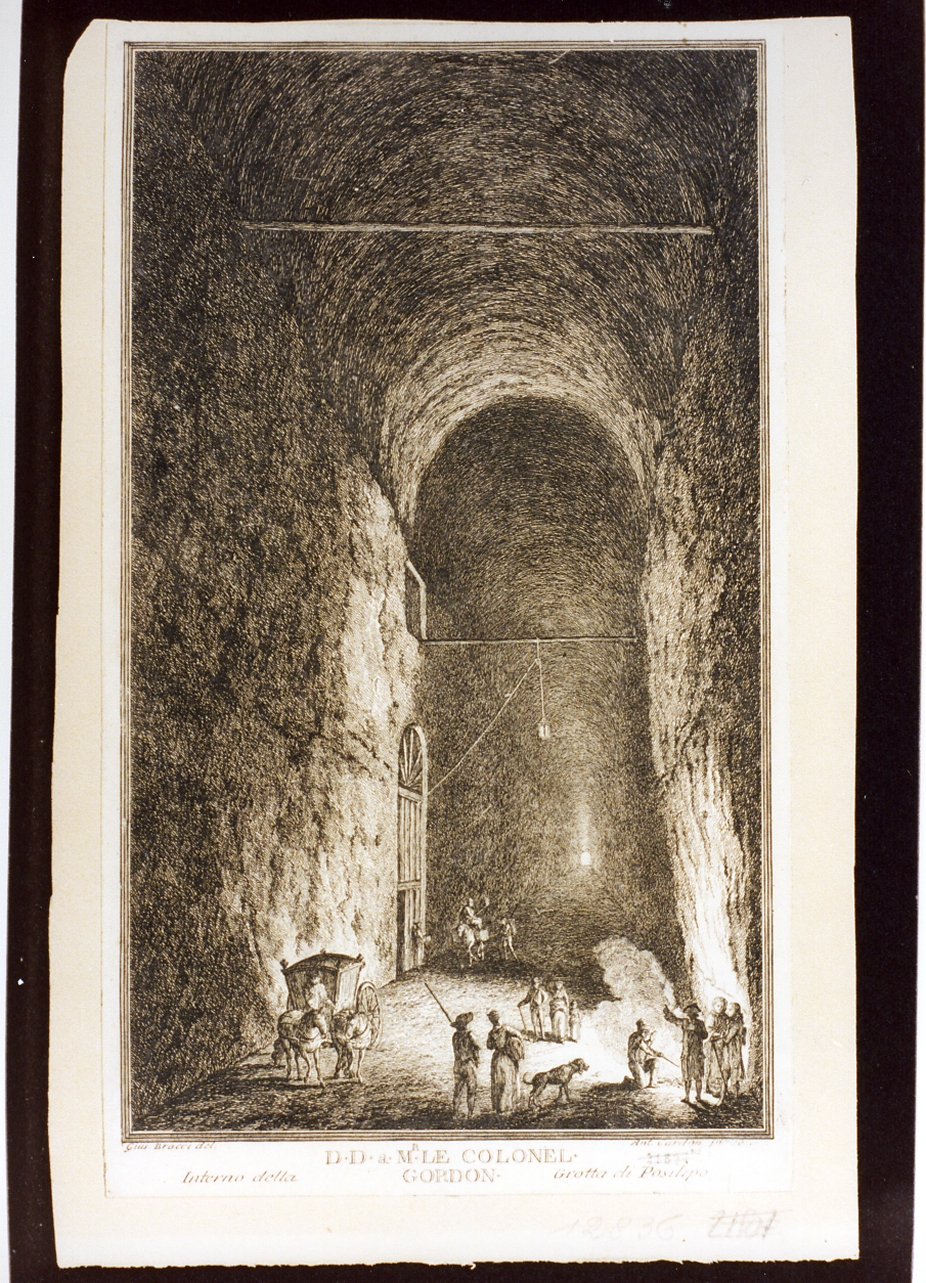 veduta della grotta di Posillipo (stampa) di Cardon Antoine Alexandre Joseph (terzo quarto sec. XVIII)