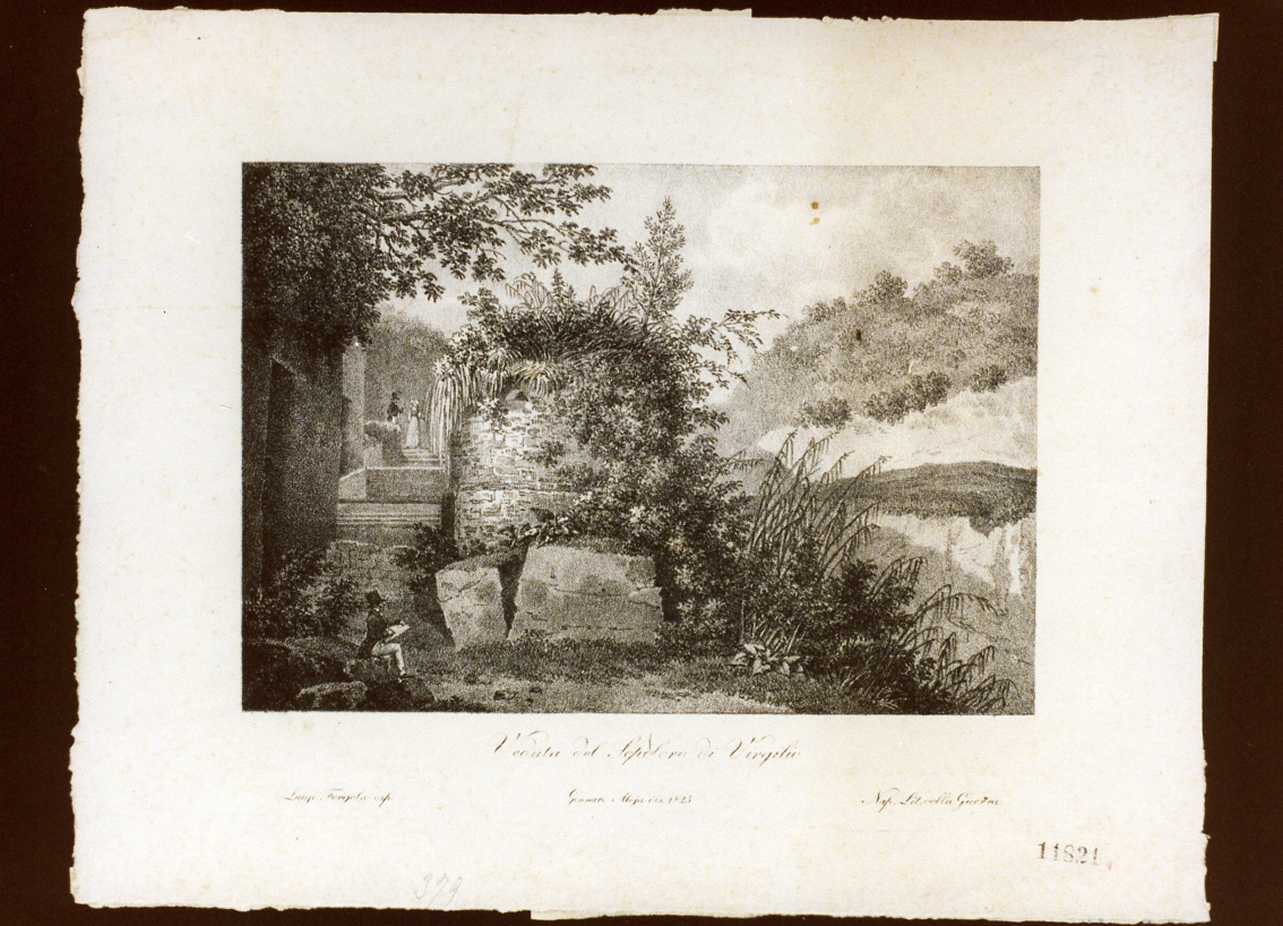 veduta del sepolcro di Virgilio (stampa) - ambito napoletano (sec. XIX)