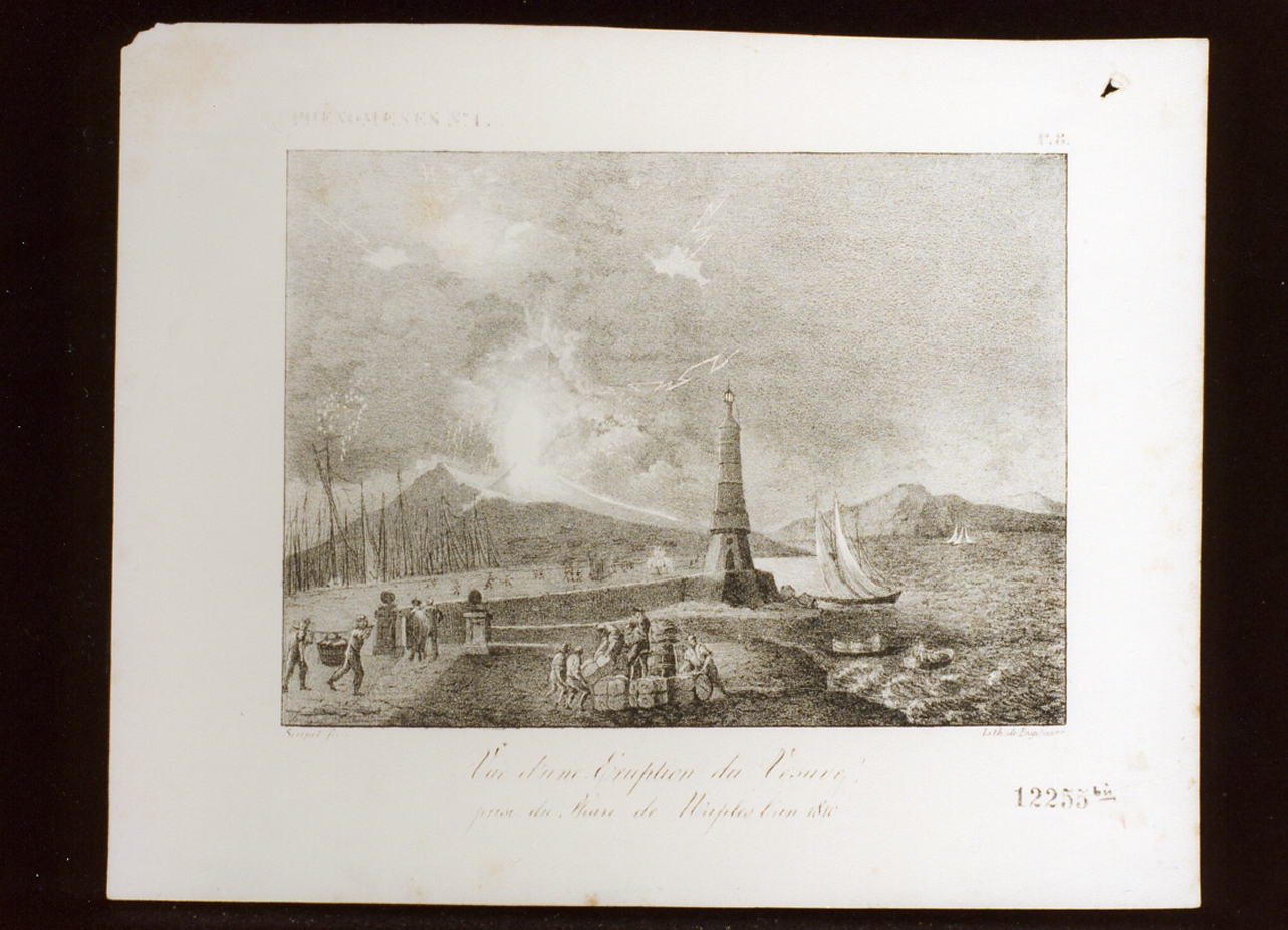 veduta del Vesuvio in eruzione (stampa) - ambito italiano (sec. XIX)