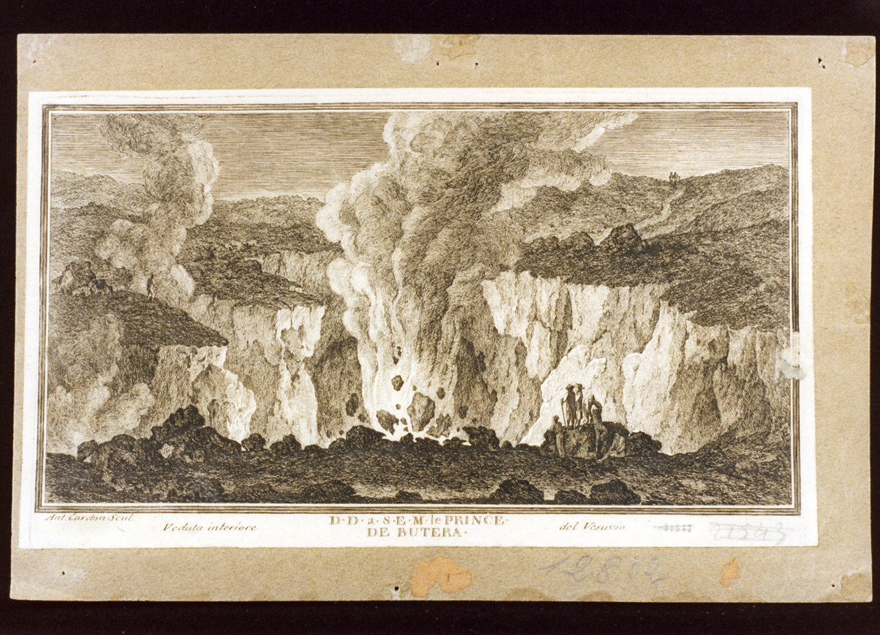 veduta del Vesuvio in eruzione (stampa) di Cardon Antoine Alexandre Joseph (sec. XVIII)