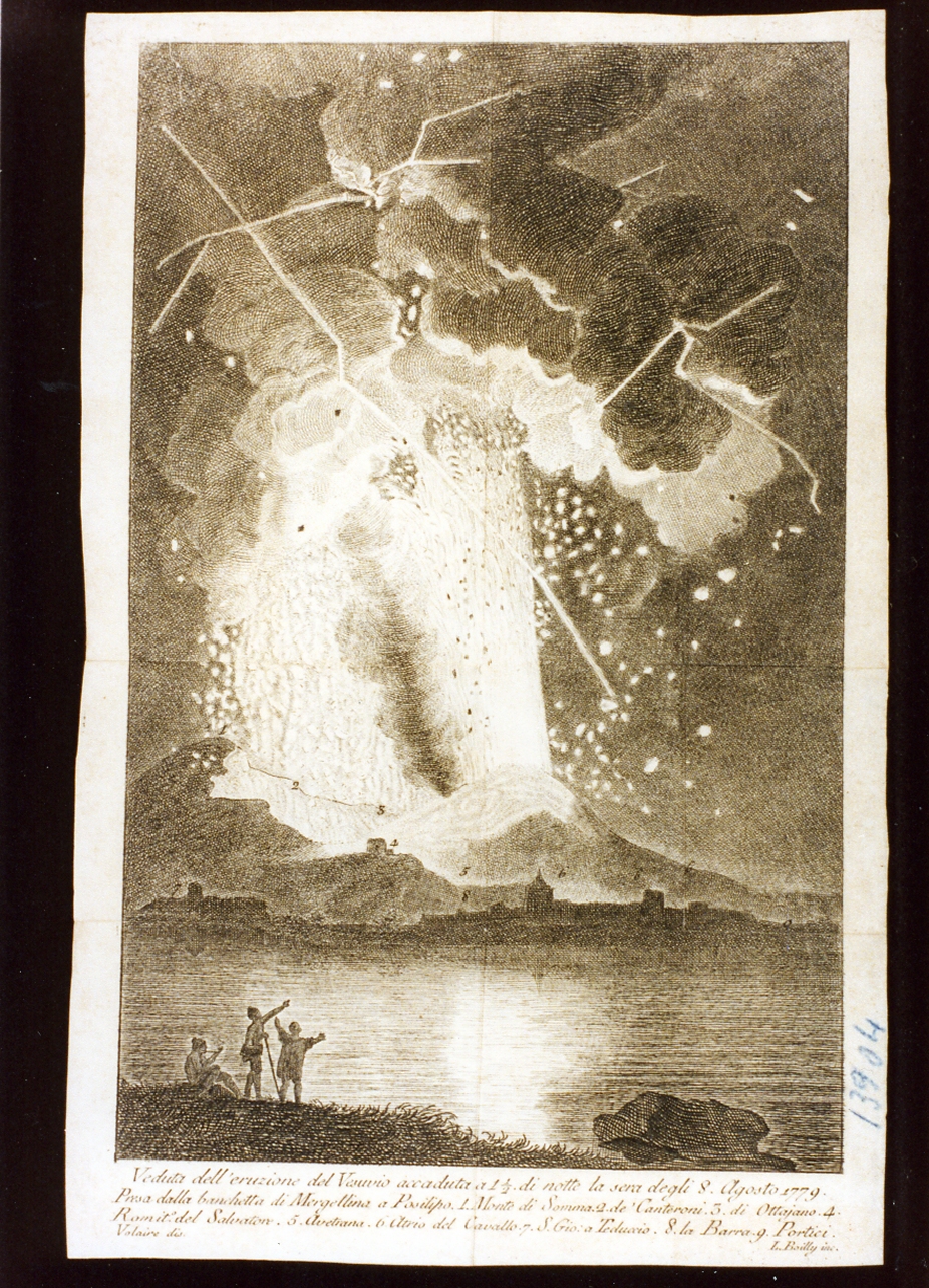 veduta del Vesuvio in eruzione (stampa) di Volaire Pierre Jacques (secc. XVIII/ XIX)