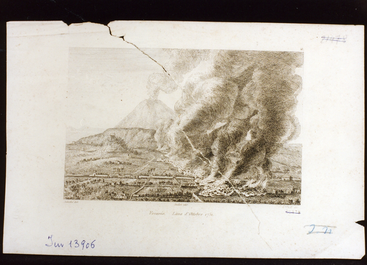 veduta del Vesuvio in eruzione (stampa) di Salathé Friedrich (secc. XVIII/ XIX)