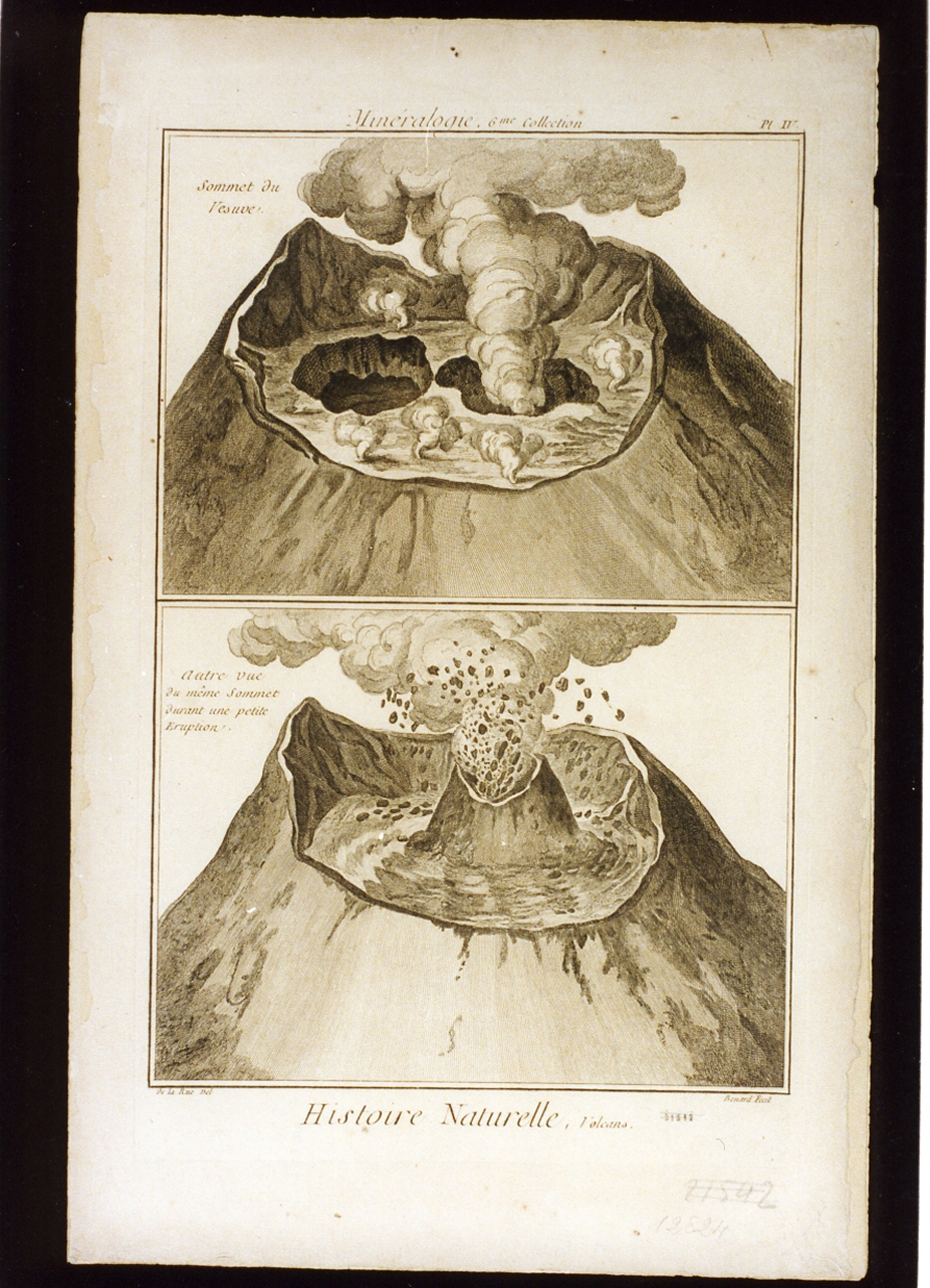 interno del cratere del Vesuvio (stampa tagliata) di Bénard (seconda metà sec. XVIII)