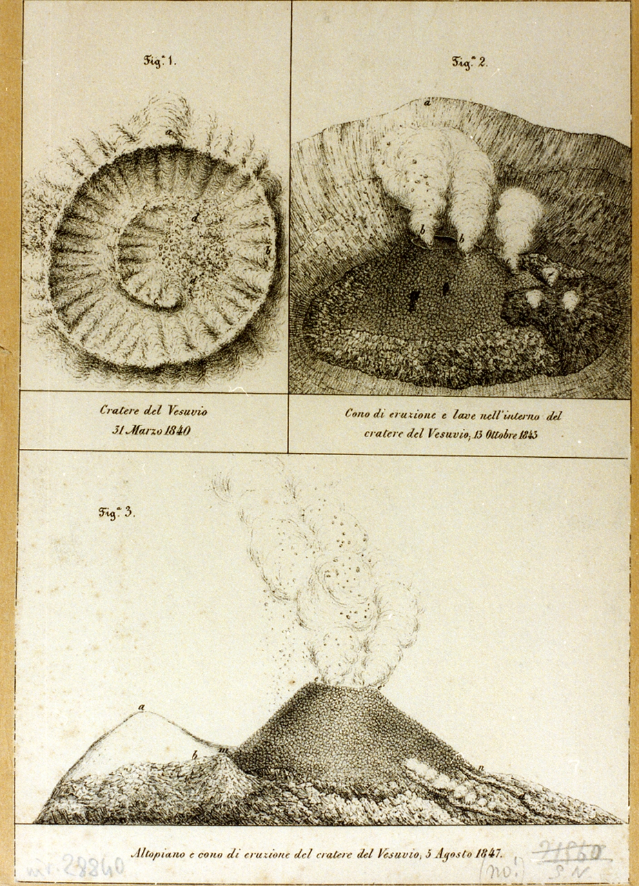 veduta del cratere del Vesuvio (stampa) - ambito italiano (sec. XIX)