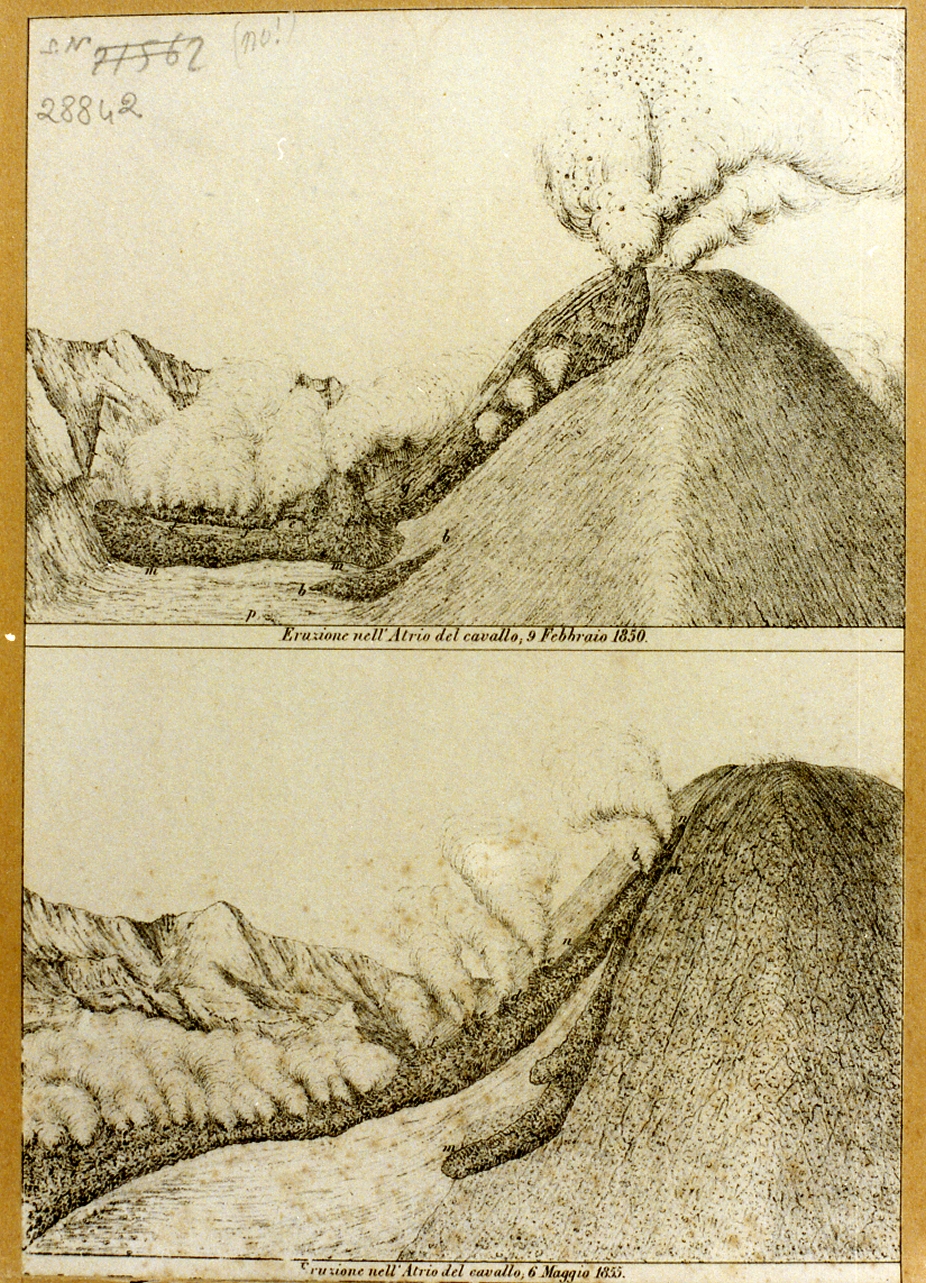 veduta del Vesuvio in eruzione (stampa) - ambito italiano (sec. XIX)