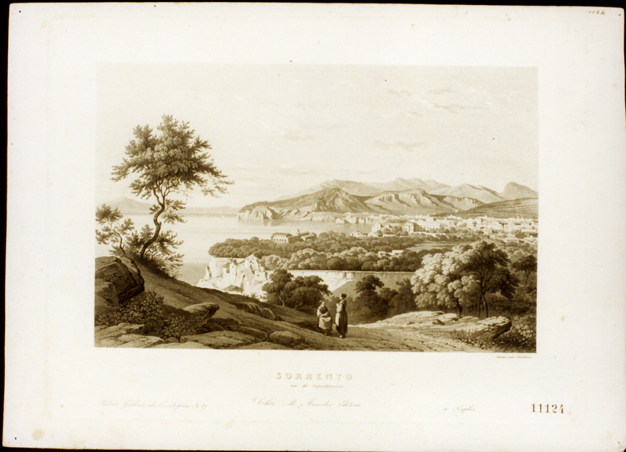 veduta di Sorrento (stampa tagliata) di Cherbuin Louis (sec. XIX)