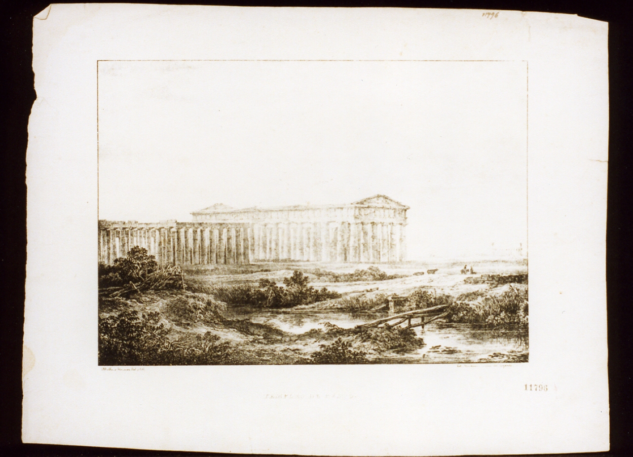 veduta dei templi di Paestum (stampa) di Muller Rudolf, Horner Friedrich (metà sec. XIX)