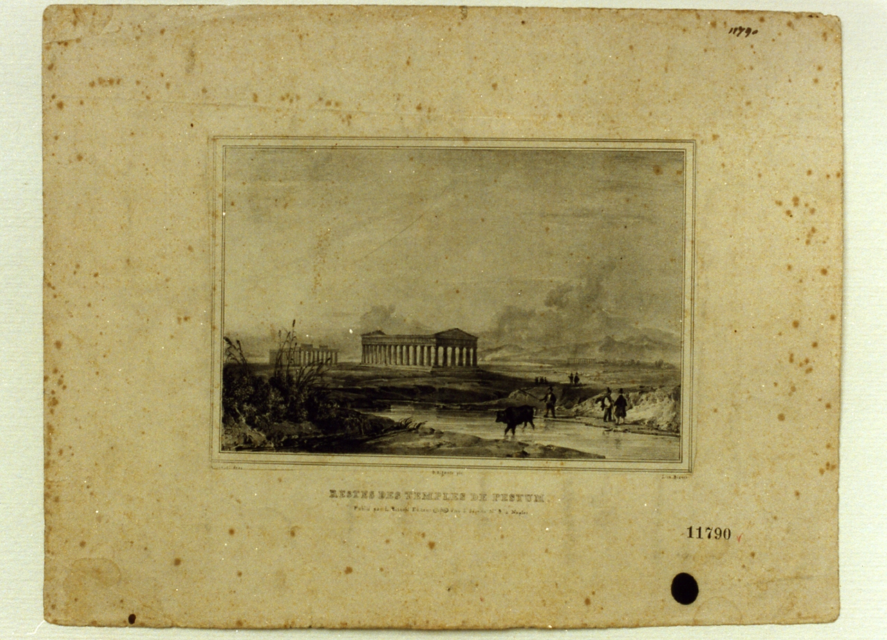 veduta dei templi di Paestum (stampa) di Gigante Giacinto, Wenzel Francesco (metà sec. XIX)