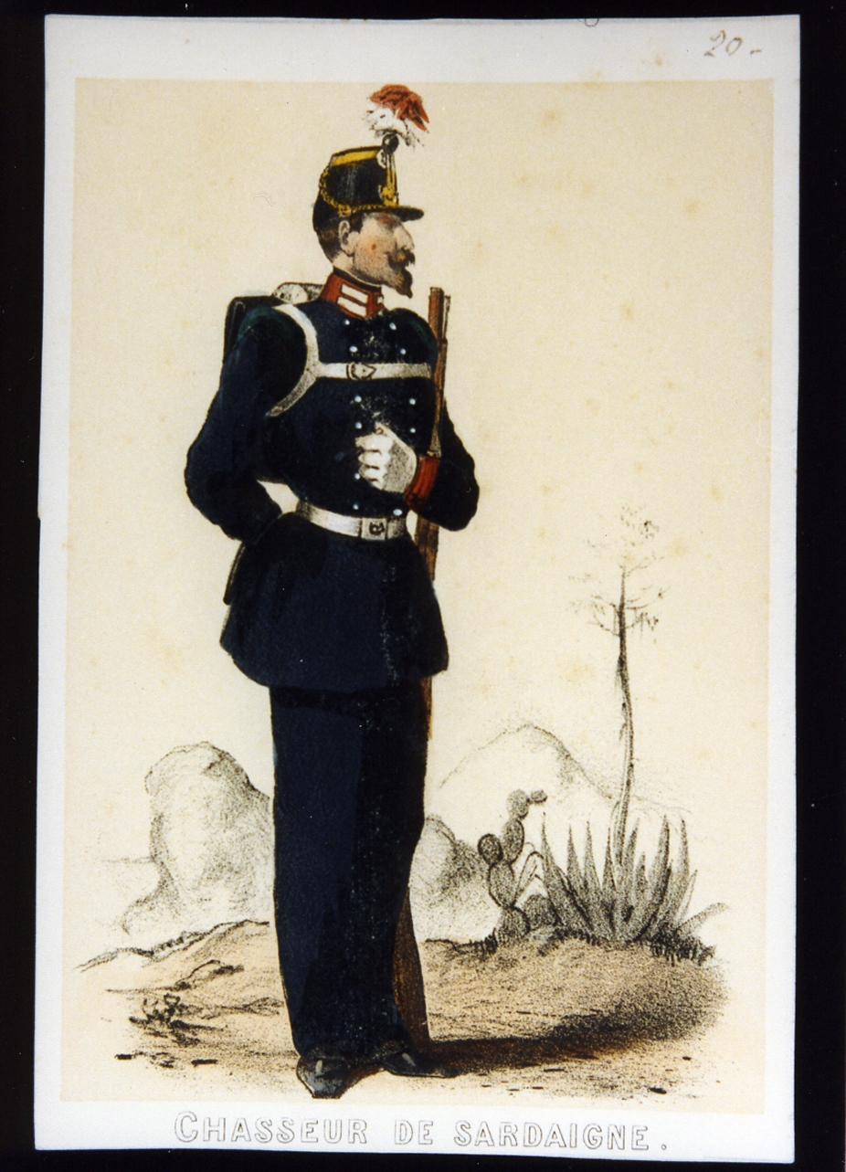 militare di Sardegna dell'esercito Sabaudo (stampa a colori) - ambito italiano (sec. XIX)