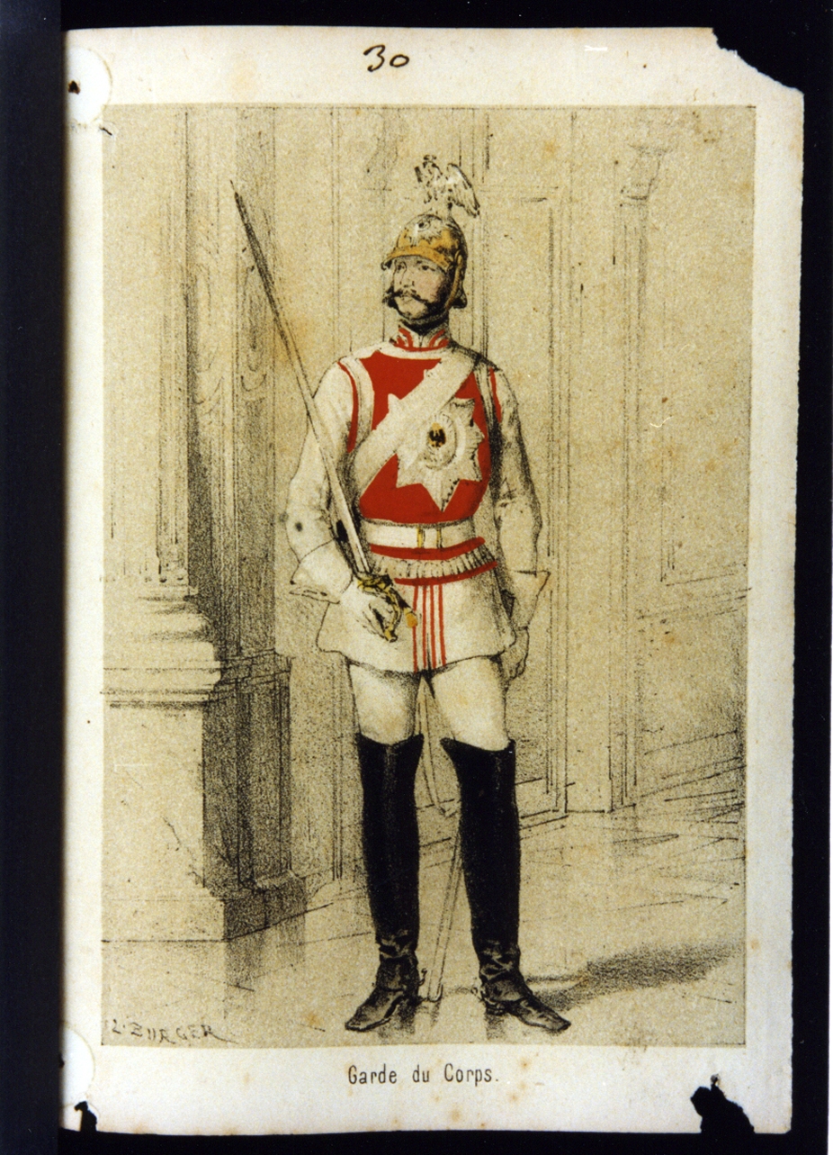 guardia del corpo dell'esercito prussiano (stampa a colori) - ambito tedesco (ultimo quarto sec. XIX)