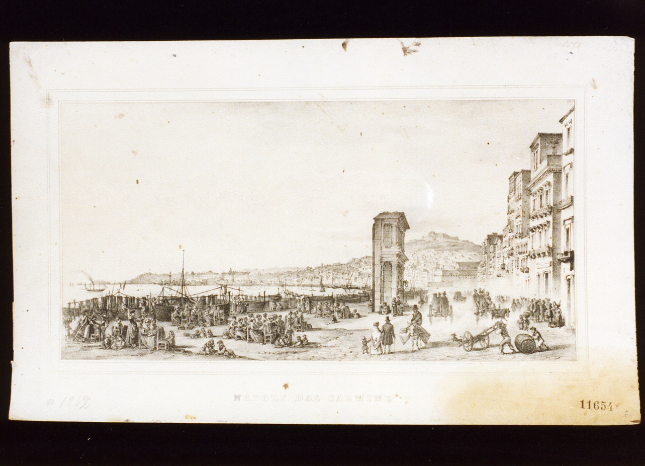 veduta di Napoli dal Carmine (stampa) di Dura Gaetano (secondo quarto sec. XIX)