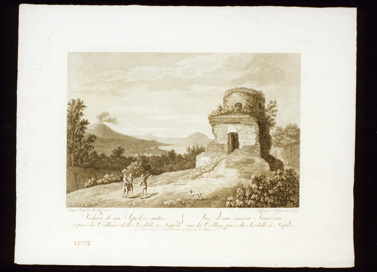 veduta di un sepolcro antico sopra la collina dello scudillo (stampa) di Fergola Luigi, Alloja Vincenzo (sec. XIX)