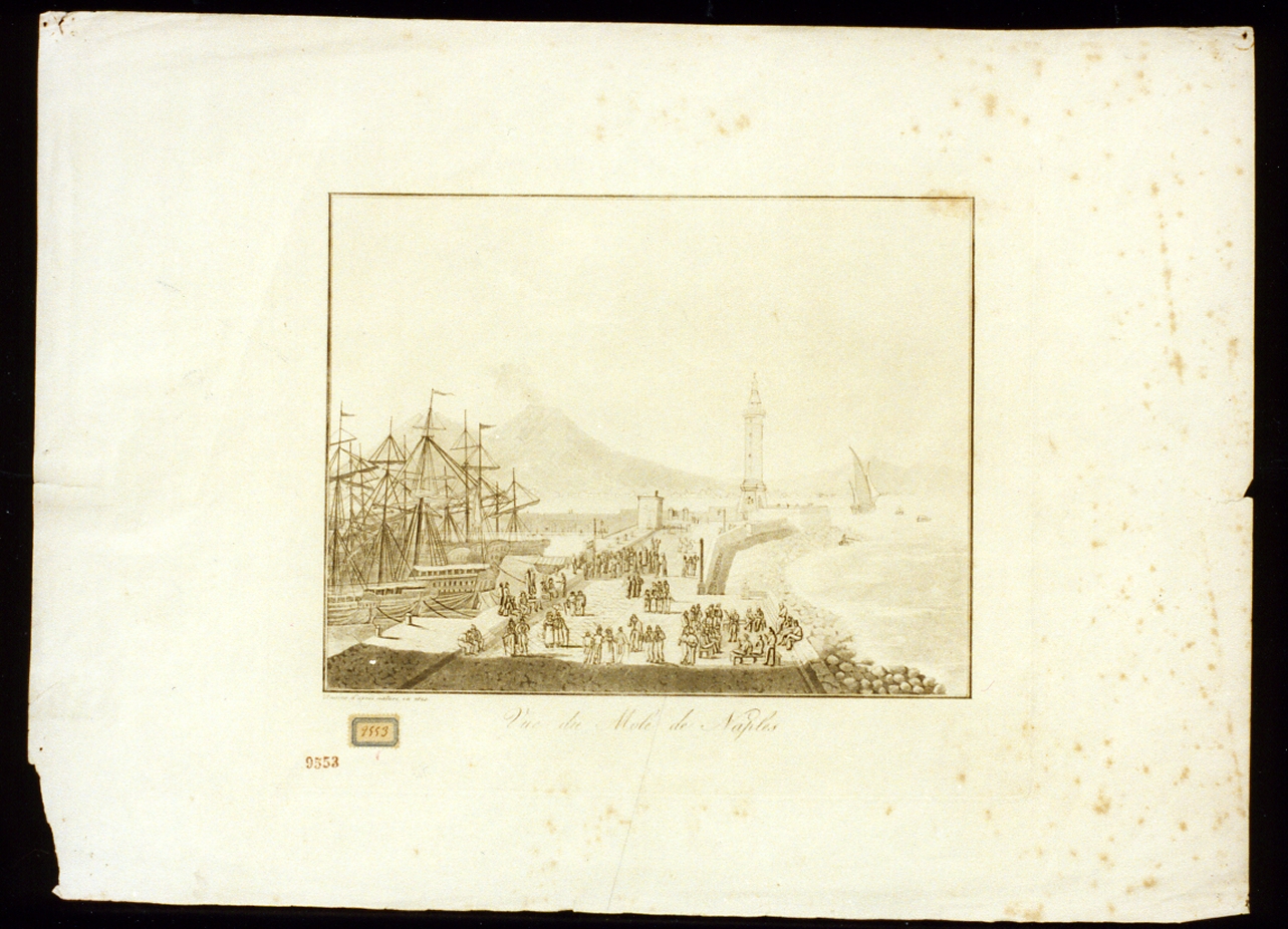 veduta del molo di Napoli (stampa) - ambito francese (sec. XIX)