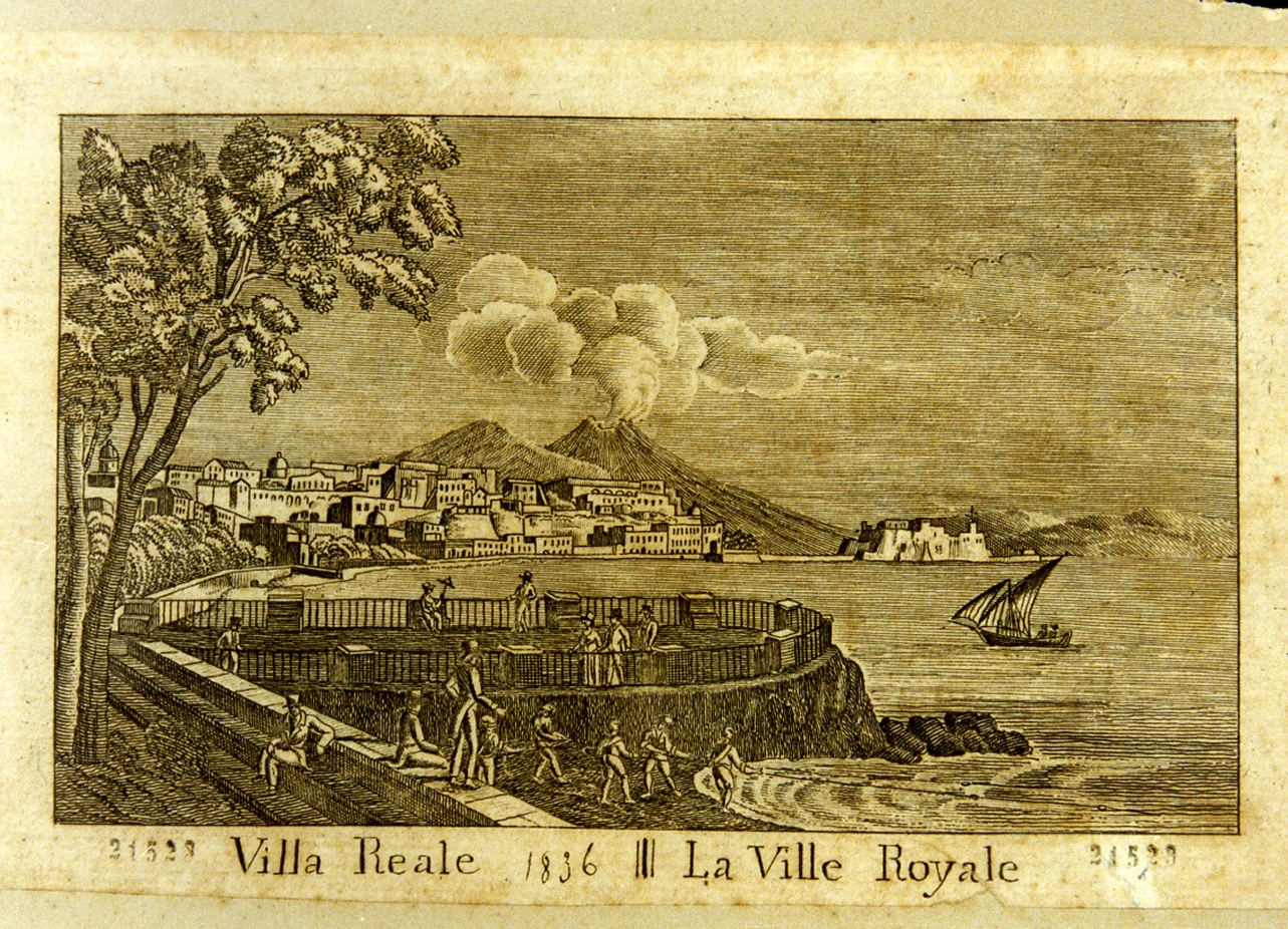 veduta della villa Reale a Napoli (stampa) - ambito italiano (sec. XIX)