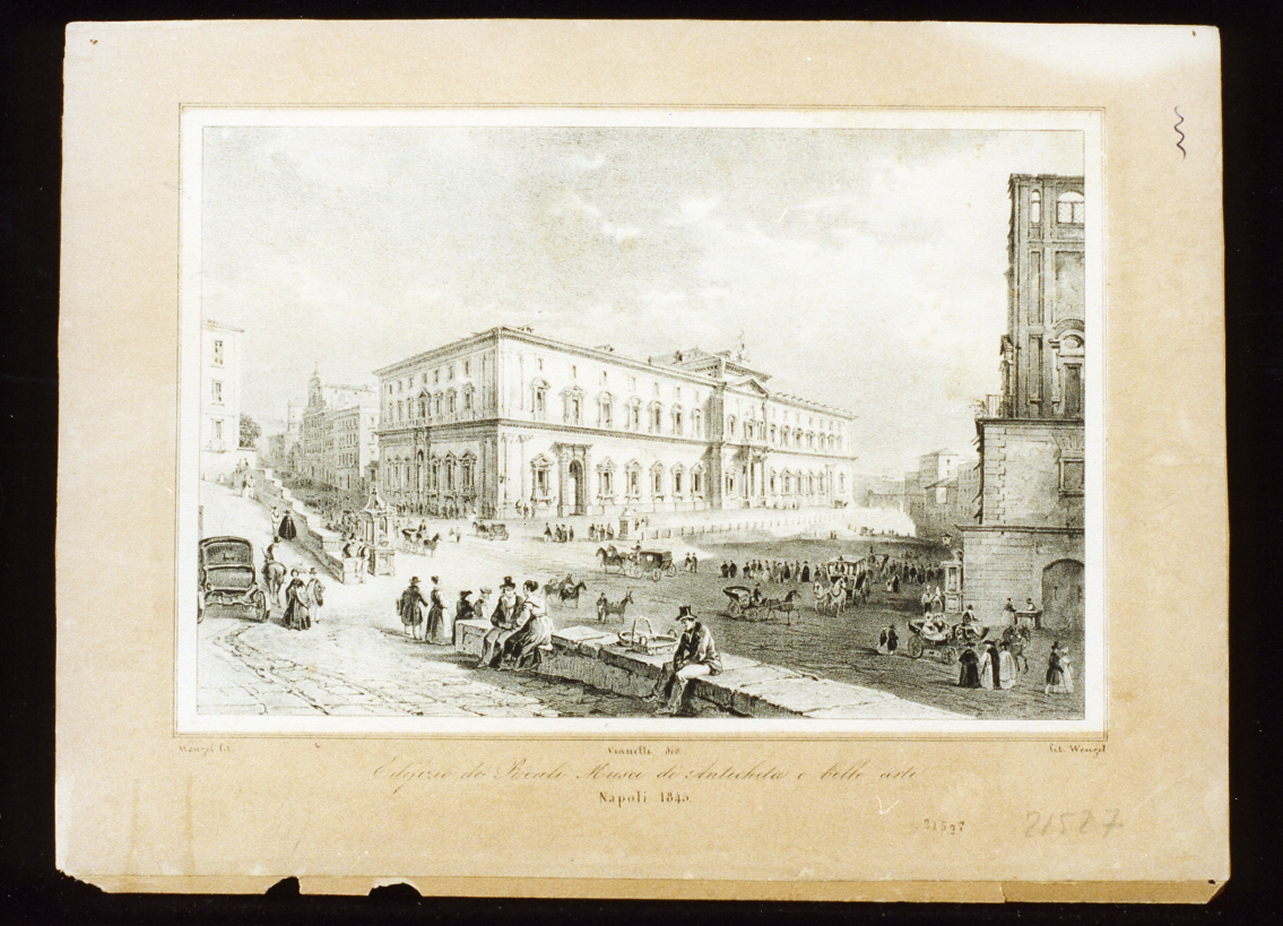 veduta del Real Museo Borbonico di Napoli (stampa) di Vianelli Achille, Wenzel Francesco (sec. XIX)
