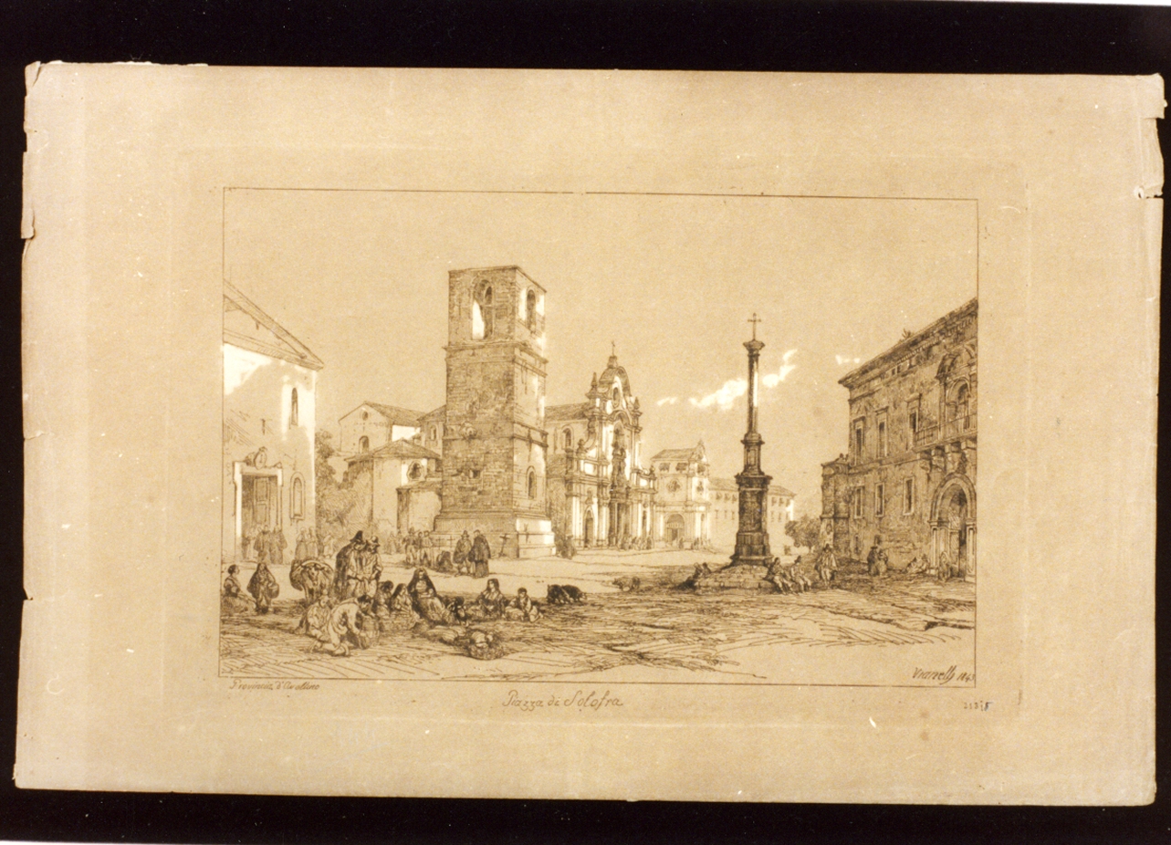 veduta della piazza di Solofra (stampa) di Vianelli Achille (sec. XIX)