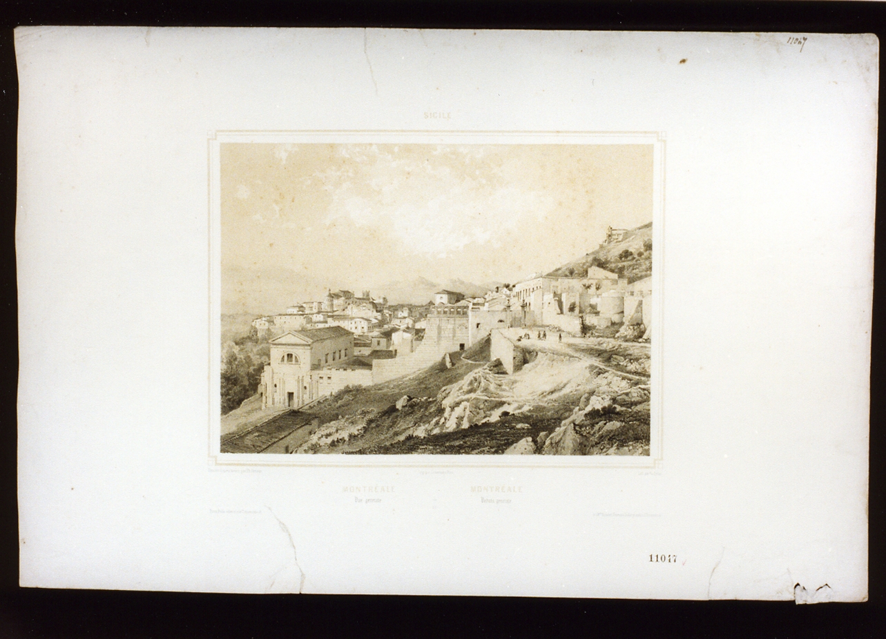 veduta di Monreale (stampa) di Bachelier Charles Claude, Benoist Philippe (metà sec. XIX)