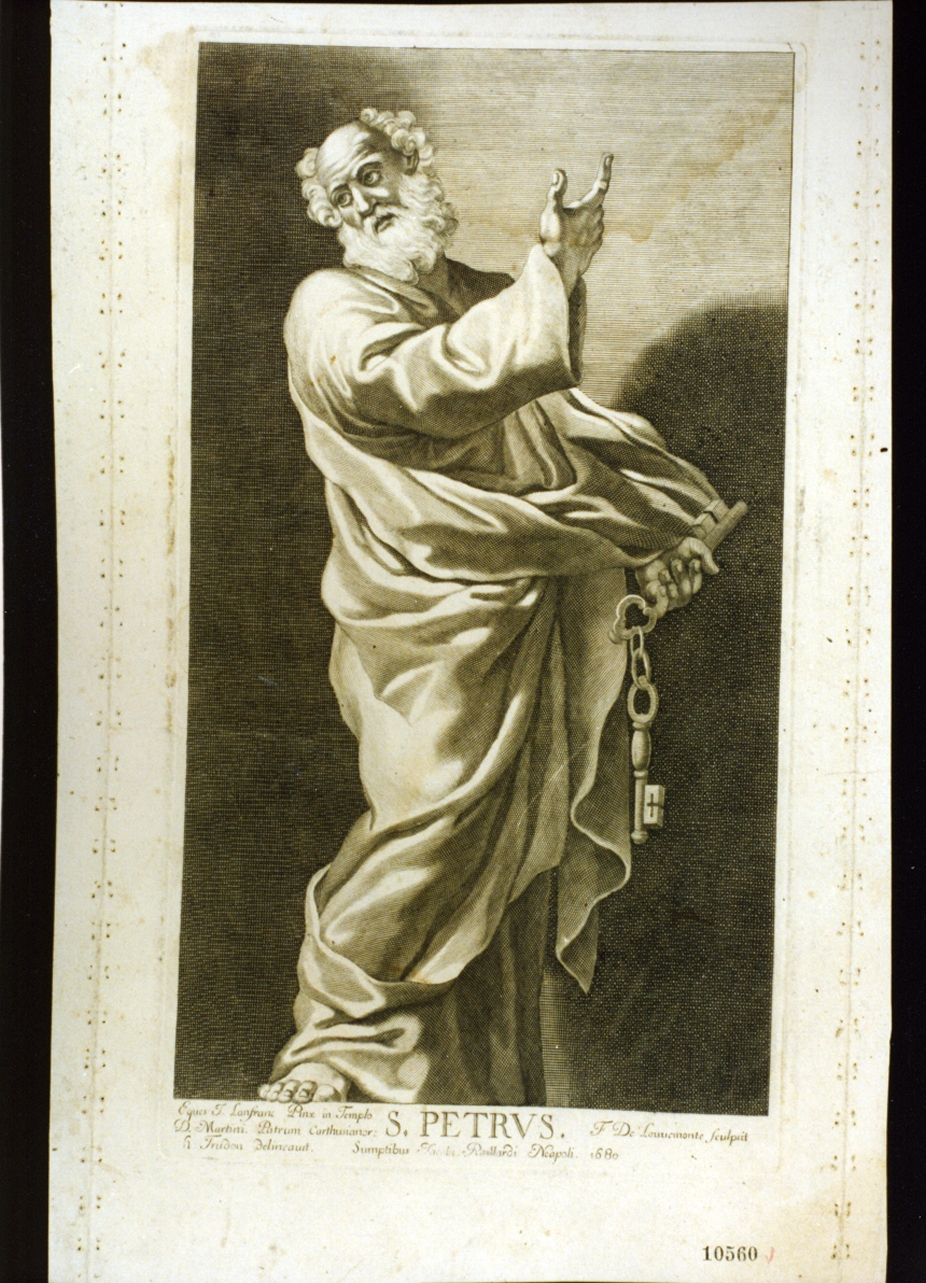 San Pietro (stampa tagliata) di Lanfranco Giovanni, Louvemont Francois de (sec. XVII)
